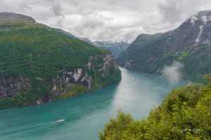 Geiranger Norway (6 of 8). One of Norway's most visited tourist sites and has been included on the UNESCO World Heritage List. View from Korsmyra