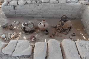 The ancient burial ground Chauchilla outside Nazca Peru