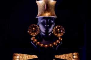 Pre-columbian gold mask. Larco museum Lima Peru