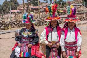 Indigenous Peruvian people on the Island of Taquile in Lake Titicaca Peru, 1 of 2