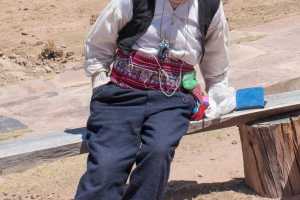 Indigenous Peruvian old man on the Island of Taquile in Lake Titicaca Peru, 1 of 2