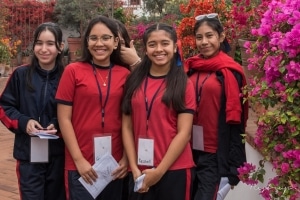 School girls visiting the Pre-columbian Larco Museum in Lima Peru